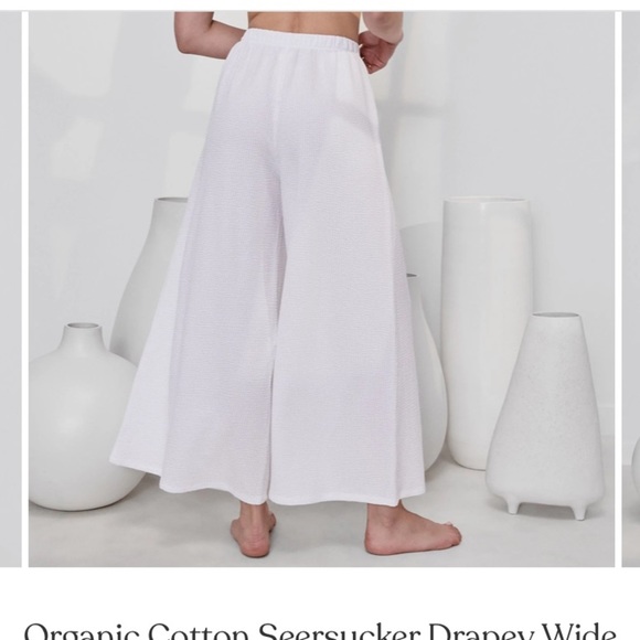 NWT LUNYA Organic Cotton Seersucker Drapey Wide Leg Pant - Picture 2 of 5